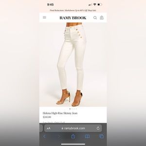 Ramy Brook White Helena High Rise Skinny Jean